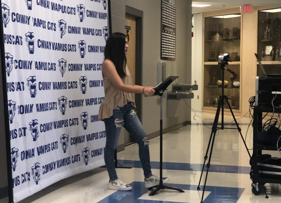 Senior Representative Sydney Brooks gives her campaign speech.  