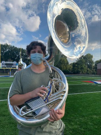 Liam Daughtery plays the sousaphone in the CHS Marching Band and Crunk Crew. 
