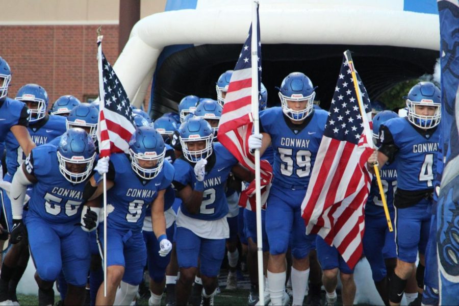 The Wampus Cats take the field against the Lions of Ouachita Parish, Louisiana on September 16. 