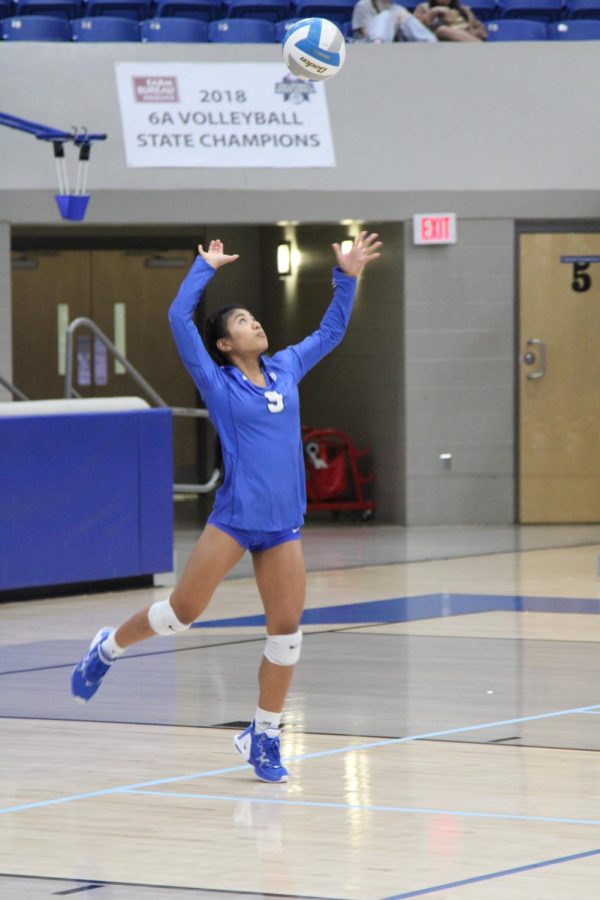 Kim Quinit, 11 goes up for a serve September 28 against Little Rock Southwest.  The Lady Cats defeated LRSW in 3 sets.  