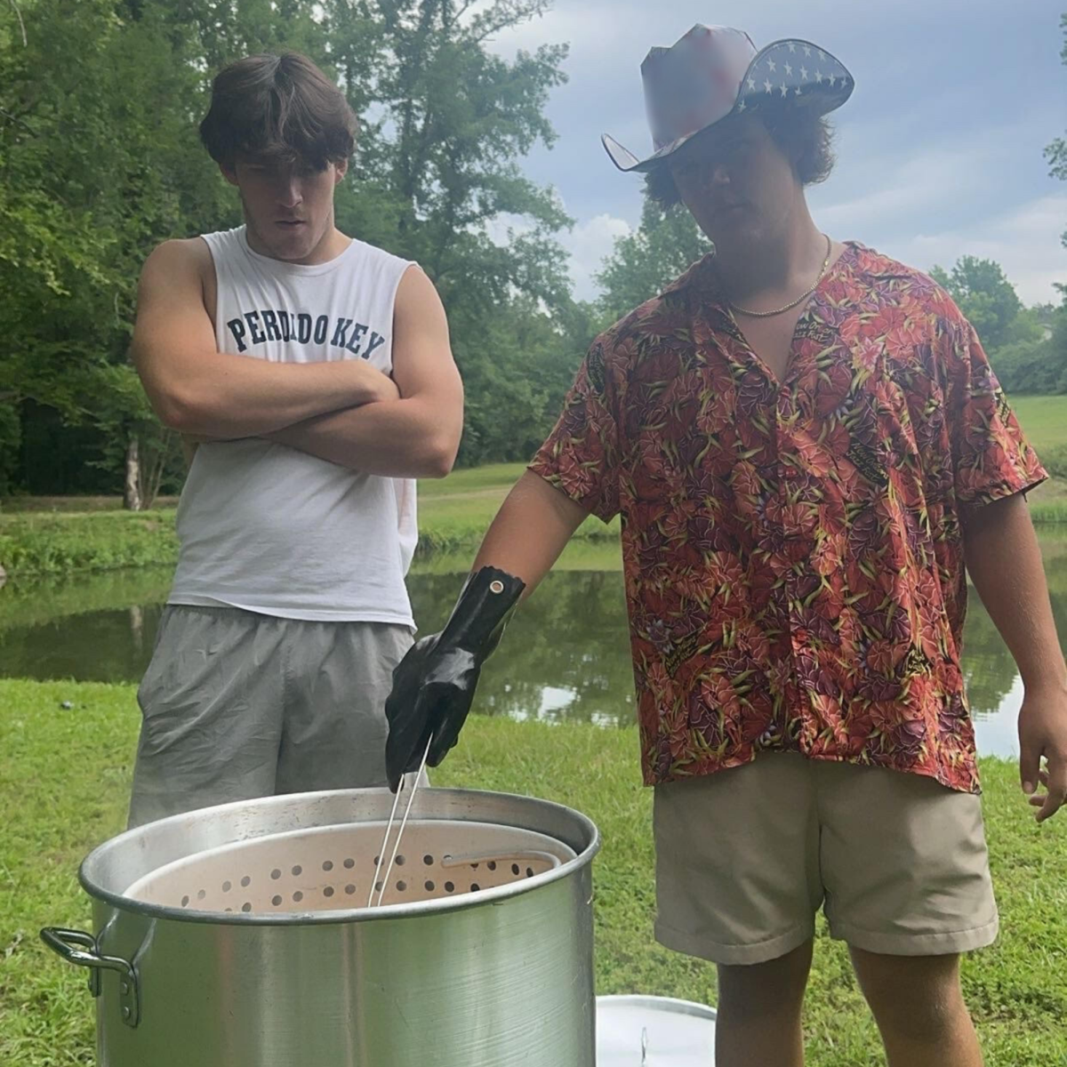 Senior Heath Owen learns to cook crawfish on a weekend boys' trip.  